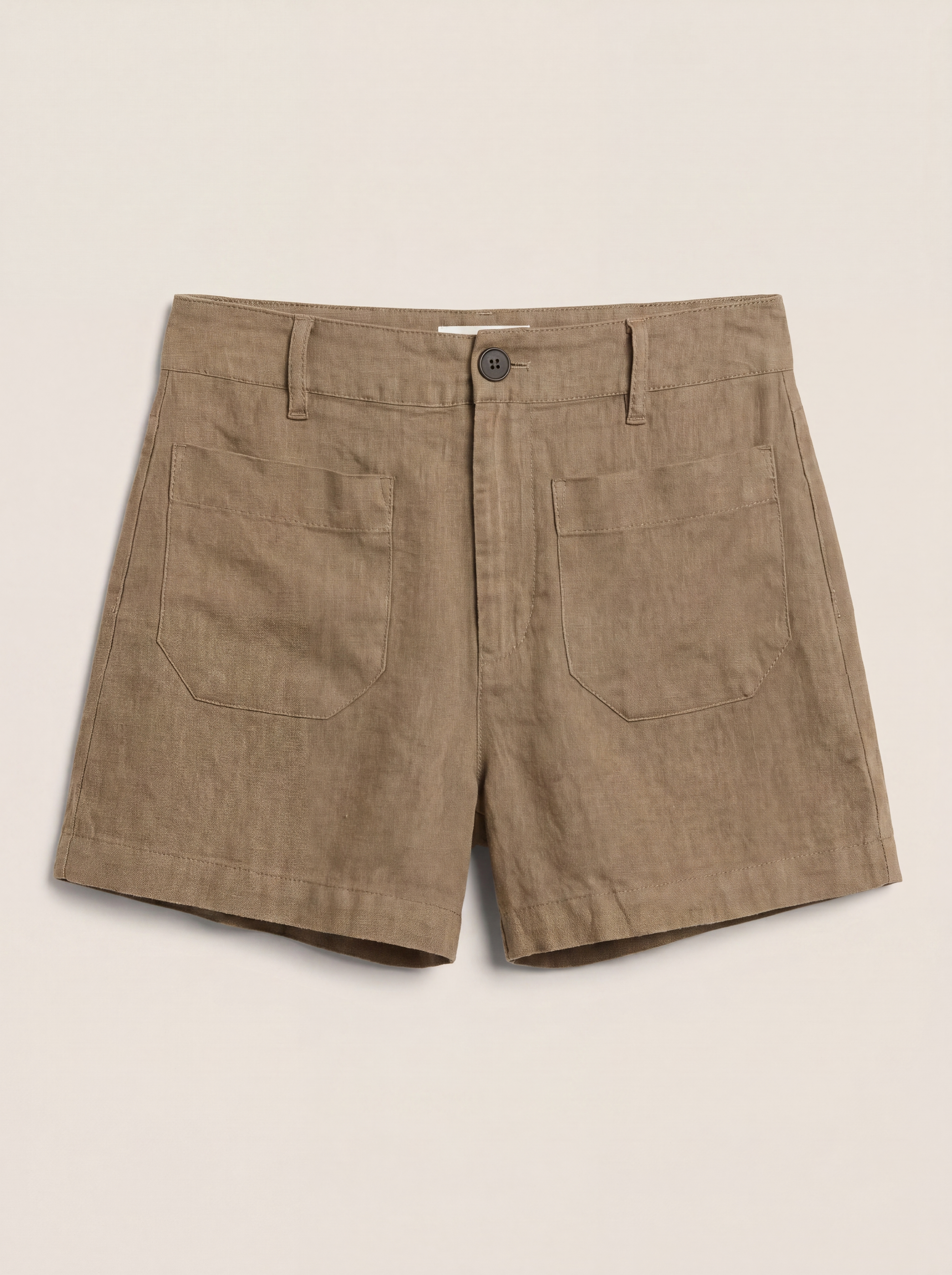 MARINE Women's Semi-High-Rise Linen Shorts with Pockets