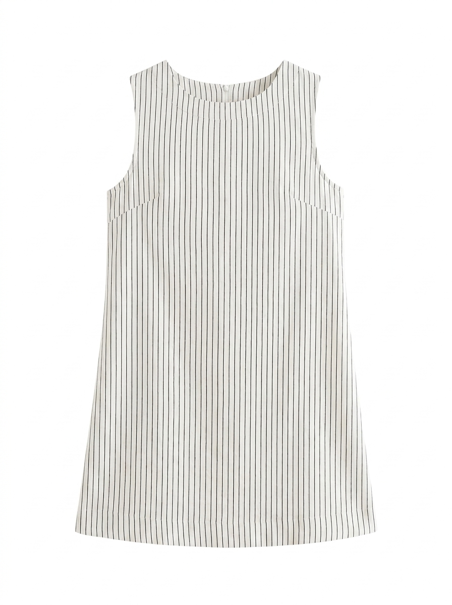 SAILOR Women's Sleeveless Pinstripe Cotton Shift Dress with Pockets