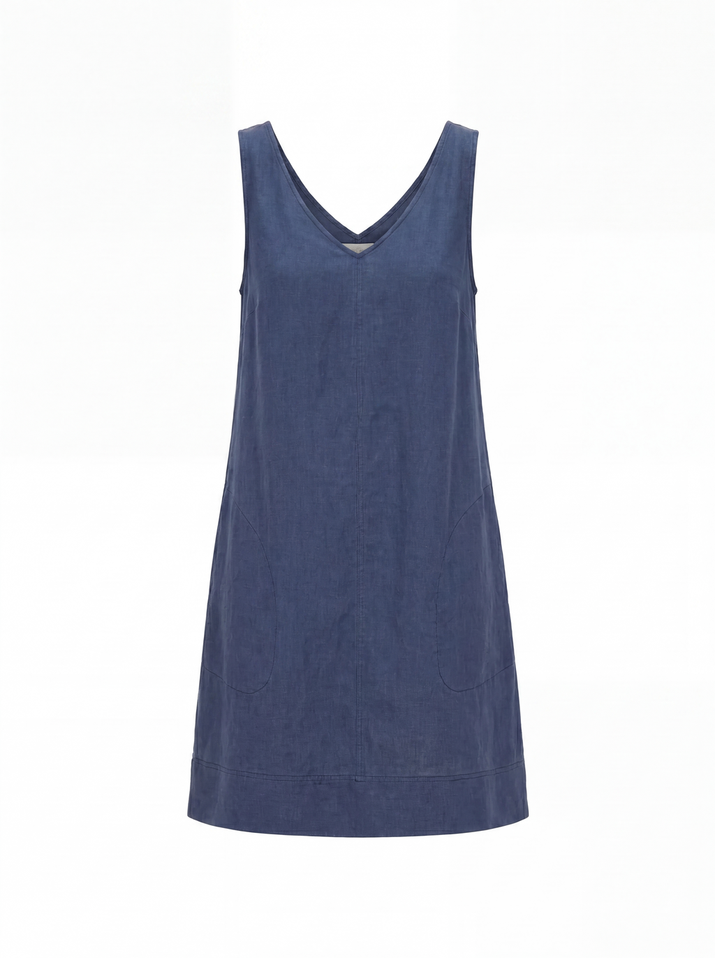 SAOIRSE Women's Sleeveless V-Neck French Linen Shift Dress with Pockets