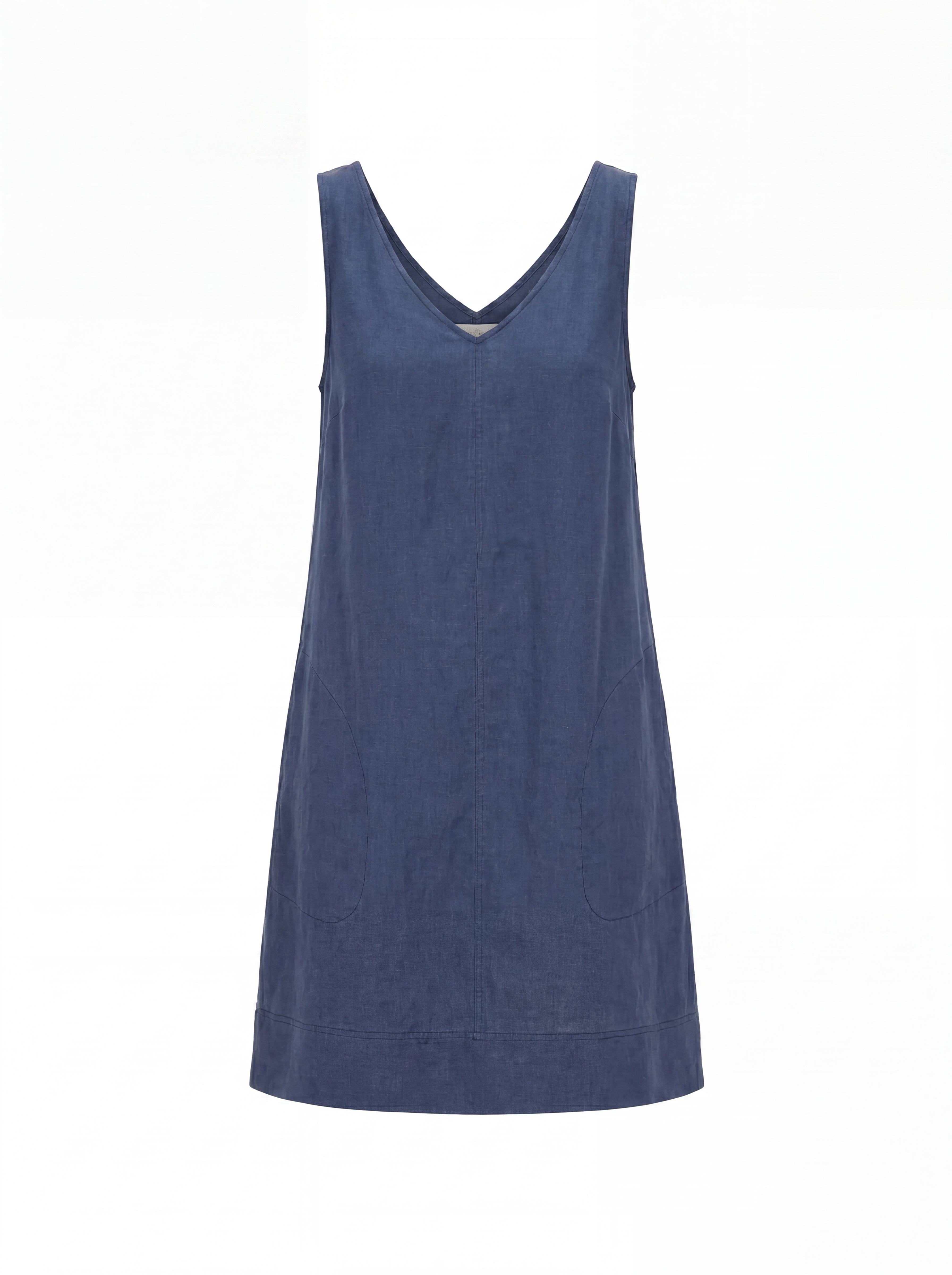 SAOIRSE Women's Sleeveless V-Neck French Linen Shift Dress with Pockets