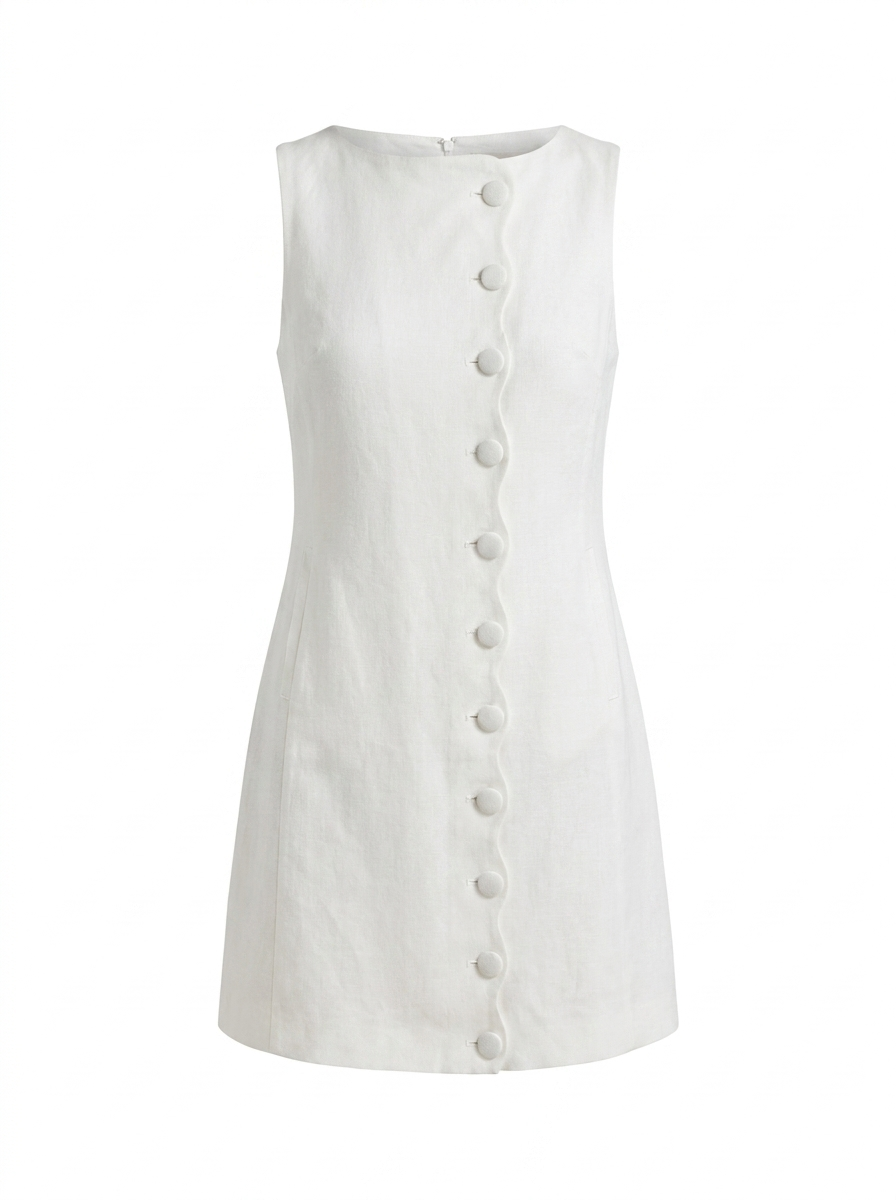 DAISY Women's Sleeveless Linen-Blend Shift Dress with Pockets