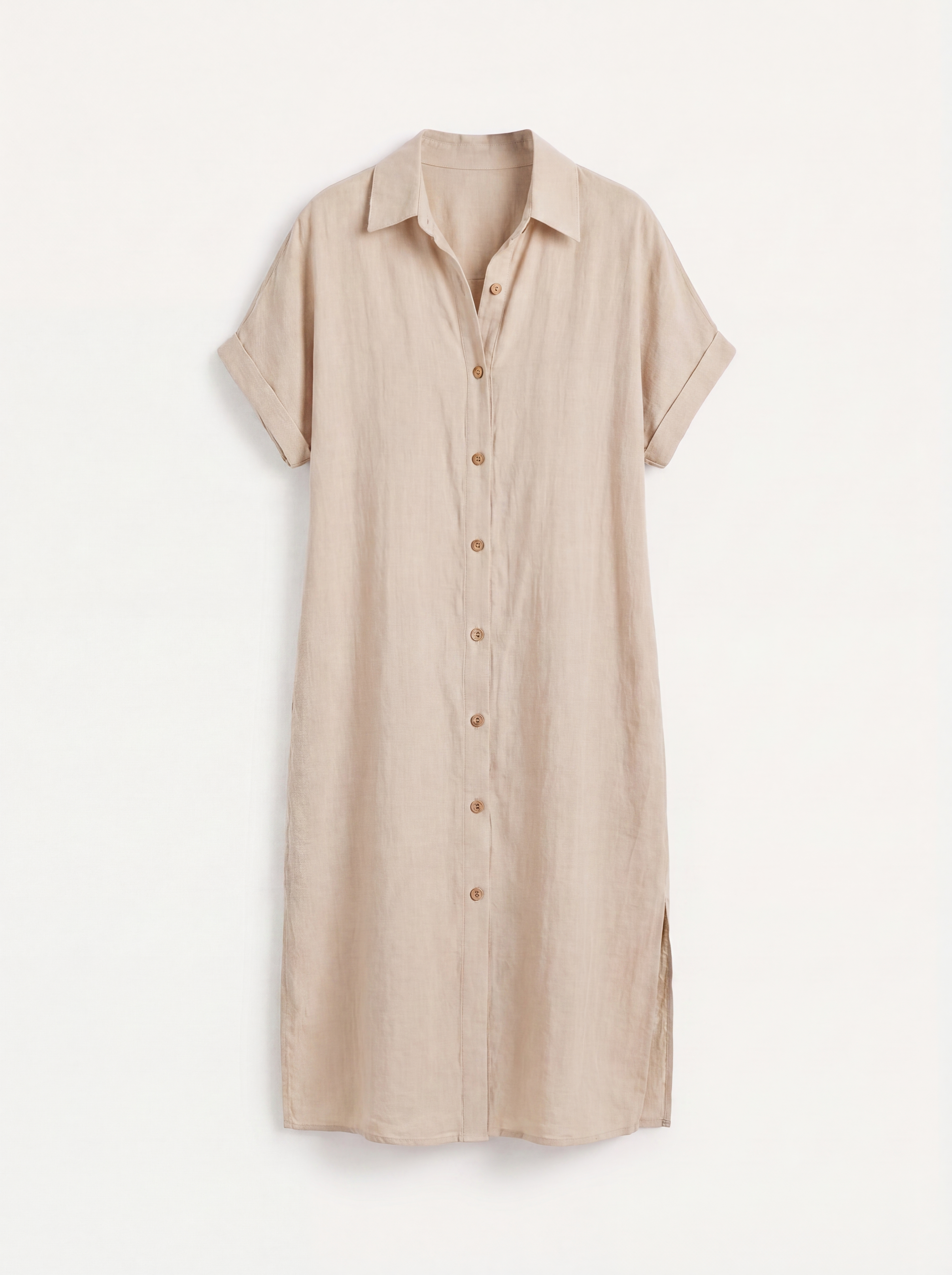WREN Women's Short-Sleeve Linen Button-Down Shirt Dress with Pockets