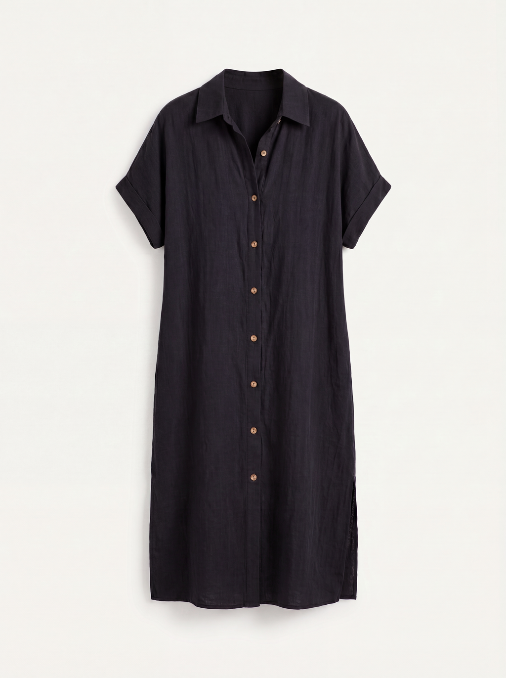 WREN Women's Short-Sleeve Linen Button-Down Shirt Dress with Pockets