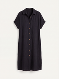 WREN Women's Short-Sleeve Linen Button-Down Shirt Dress with Pockets