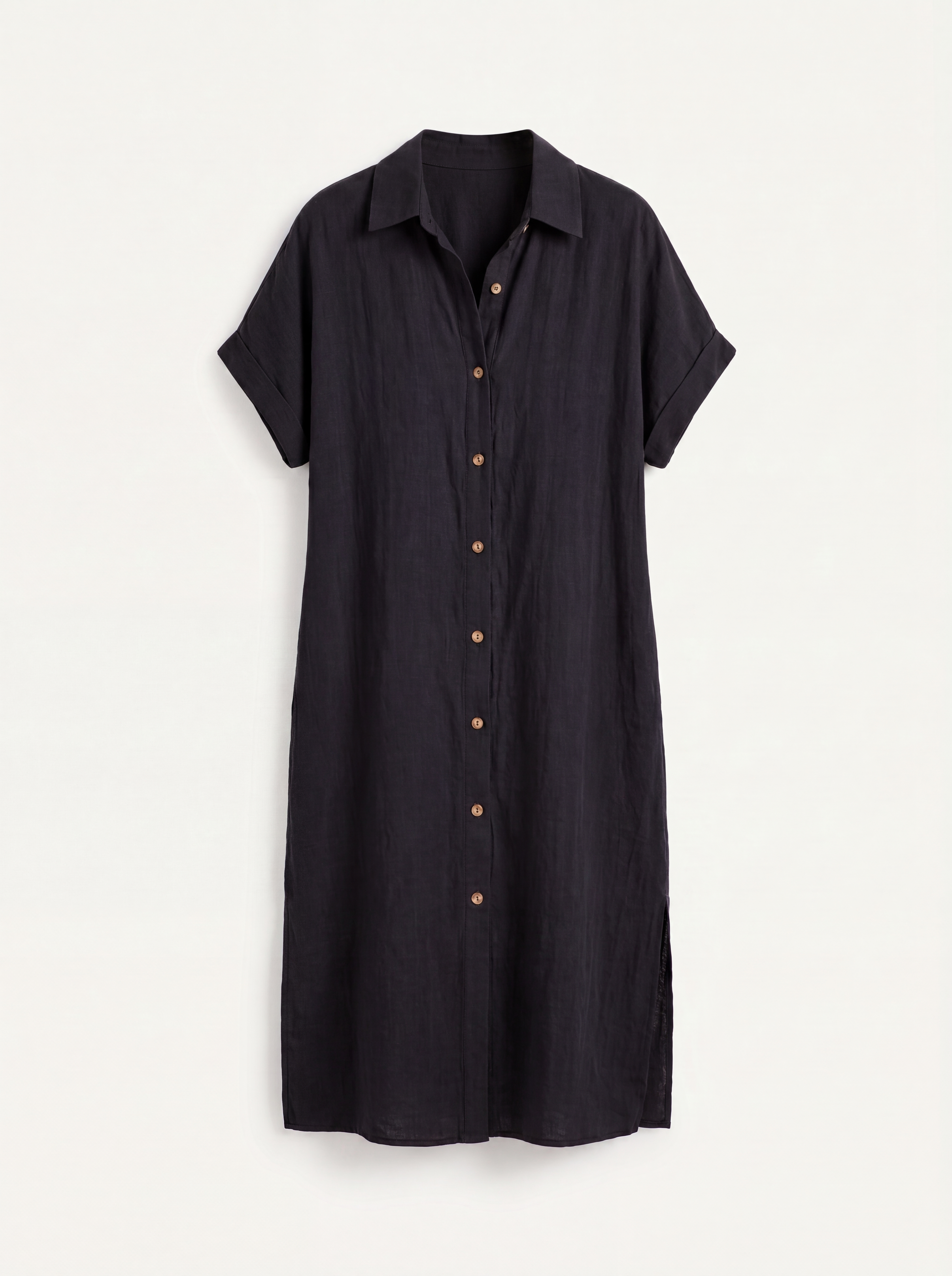 WREN Women's Short-Sleeve Linen Button-Down Shirt Dress with Pockets